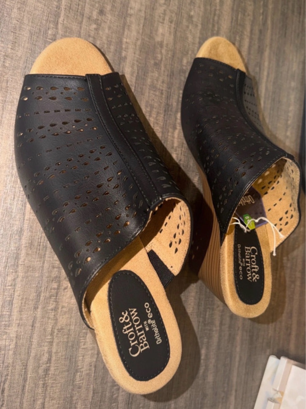 croft & barrow Black Perforated Wedge Slide